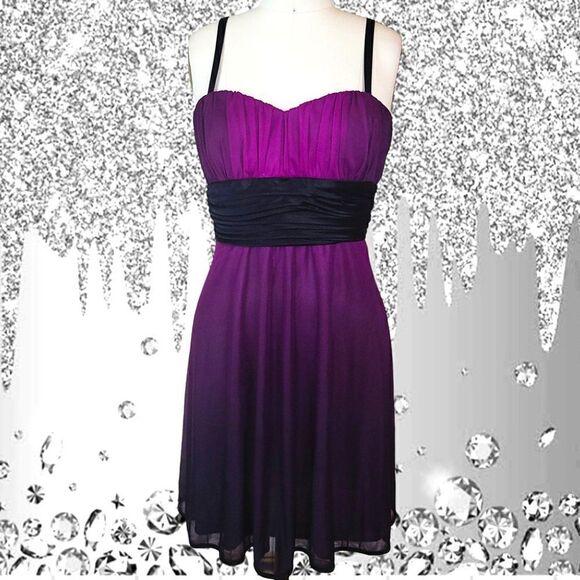 R&M Richards purple black gradient fit & flare dress - Picture 1 of 8